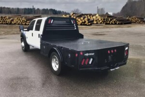skirted flat bed on a ford truck