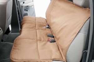 Tan quilted rear car bench seat cover